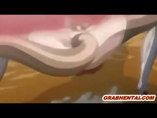 Japonská mladý dáma hentai s hromotlucký kozičky tentacles zkurvenej