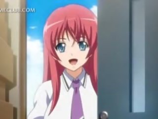 Naakt inviting anime roodharige in hardcore anime scènes