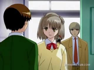 Báječný mov s anime školák setkání a sladký pleasant mladý dáma