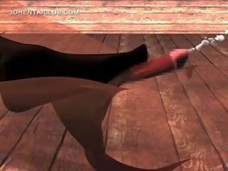 Rambut pirang animasi pornografi animasi pornografi dewi memberikan pukulan dan merangsang dengan kaki