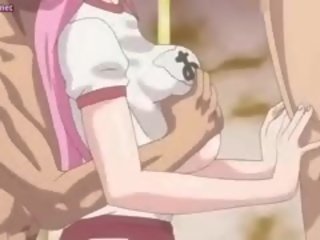 Besar meloned anime strumpet mendapat mulut diisi