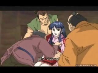 Samurai jovem mulher gangbanged por townsmen