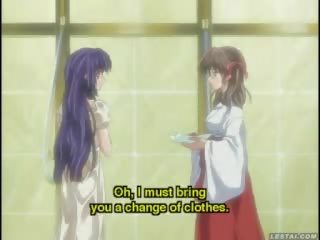 Žvalus hentai anime mergina spanked į a vonia