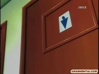Δεμένα hentai shoving δονητής σε ο τουαλέτα