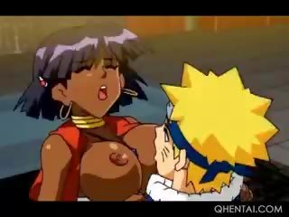 Afro Hentai enchantress In Huge Tits Takes dick Deep From Behind