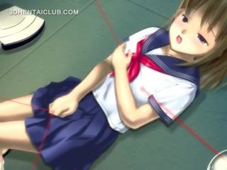 Anime beauty in school uniform masturbating pussy