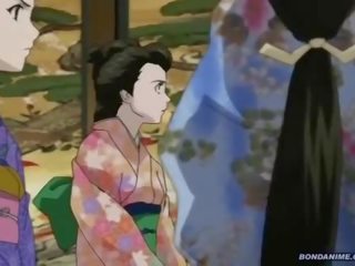 A nakatali geisha nakakuha a pamamasa dripping marubdob puke
