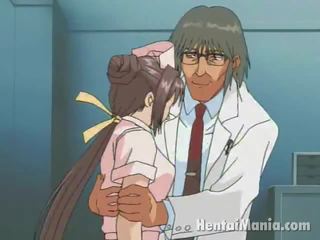 Gracioso anime enfermeira obtendo grande jarros teased e molhada fenda humped por o sexualmente aroused dr.