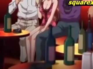 Animen tonårs waiter gangbanged creampie i bar